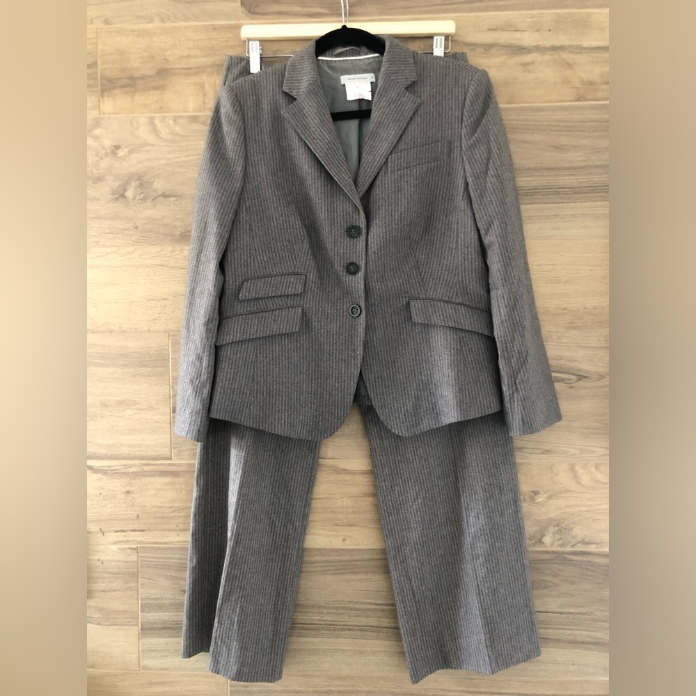 Rene Lezard Gray Stripe Wool Pantsuit Size 40
